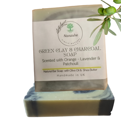 Green Clay & Charcoal Soap with Orange ,Lavender & Patchouli Soap