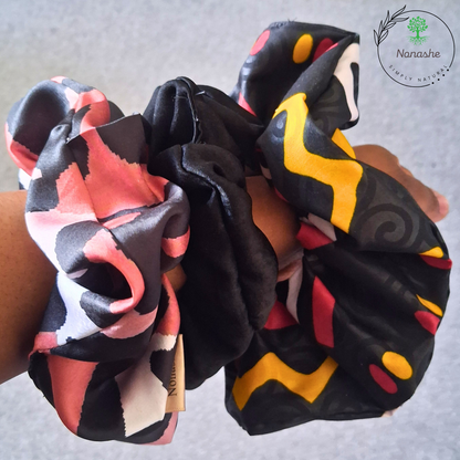 Nonashe Black Satin Scrunchie – Classic Silky Hair Tie | Elegant Everyday Style