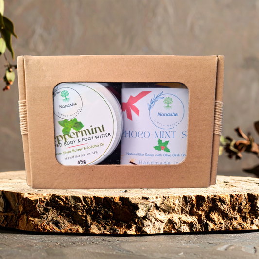Choco-Mint Skincare Gift Box –  Peppermint Body Butter & Handmade Choco-Mint Soap