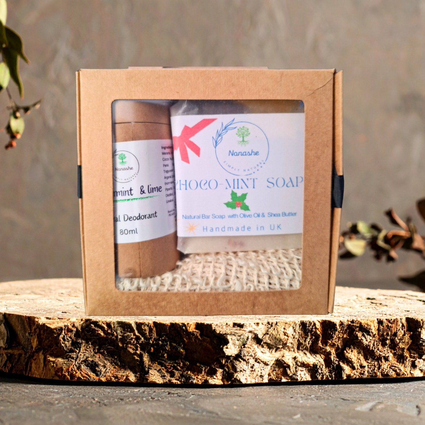 Choco-Mint Skincare Gift Box  –  Peppermint Deodorant & Handmade Choco-Mint Soap