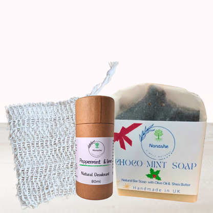 Choco-Mint Skincare Gift Box  –  Peppermint Deodorant & Handmade Choco-Mint Soap