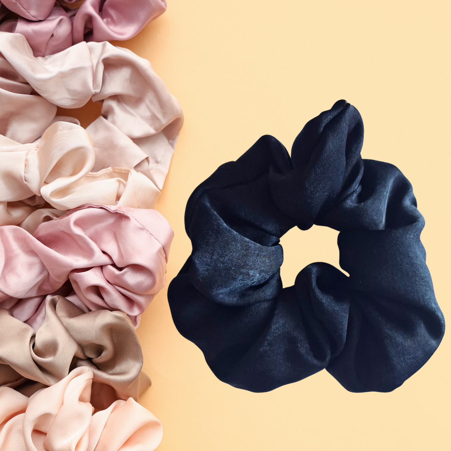 Nonashe Velvet Touch Satin Scrunchie – Ultra Soft Black Hair Tie - Luxury Feel
