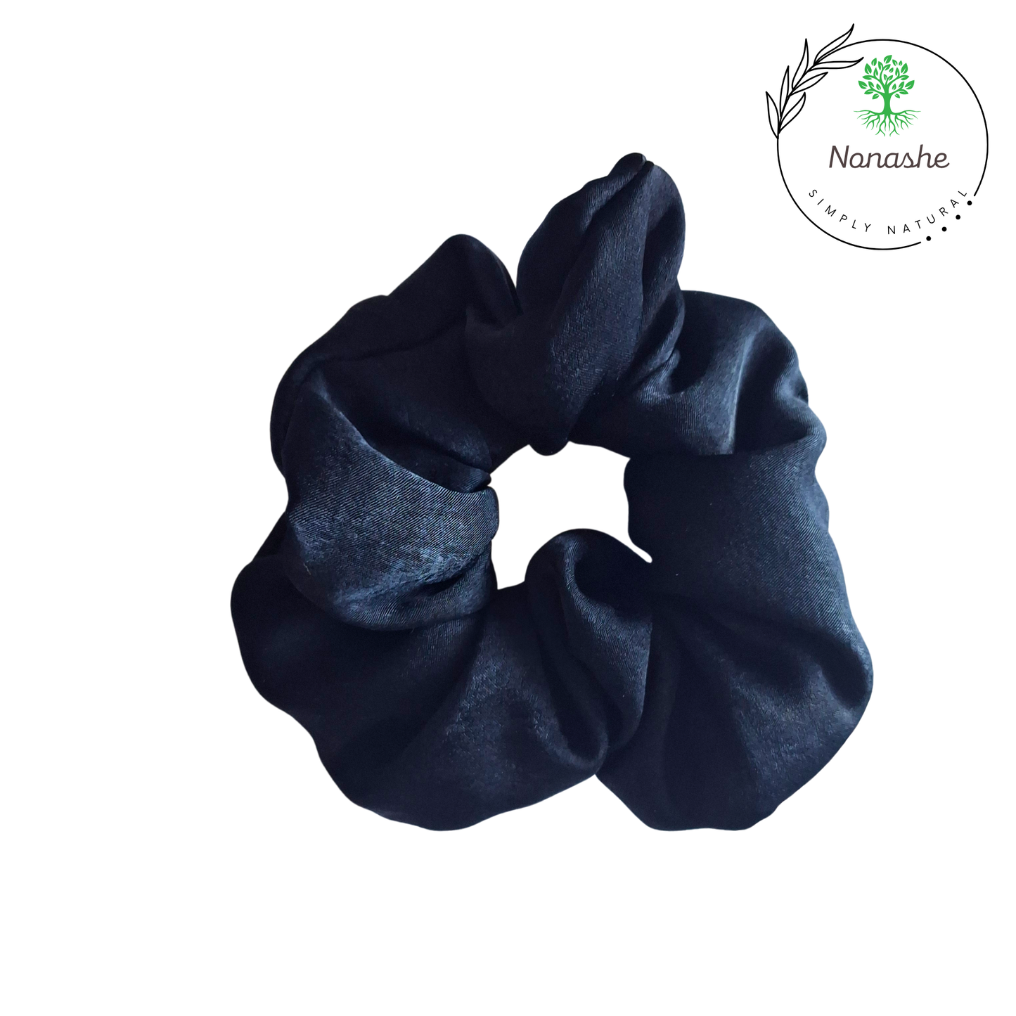 Nonashe Velvet Touch Satin Scrunchie – Ultra Soft Black Hair Tie - Luxury Feel