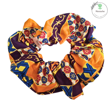 Nonashe Ankara Print Scrunchie B – Multicolor African Fabric Hair Tie | Bold & Vibrant